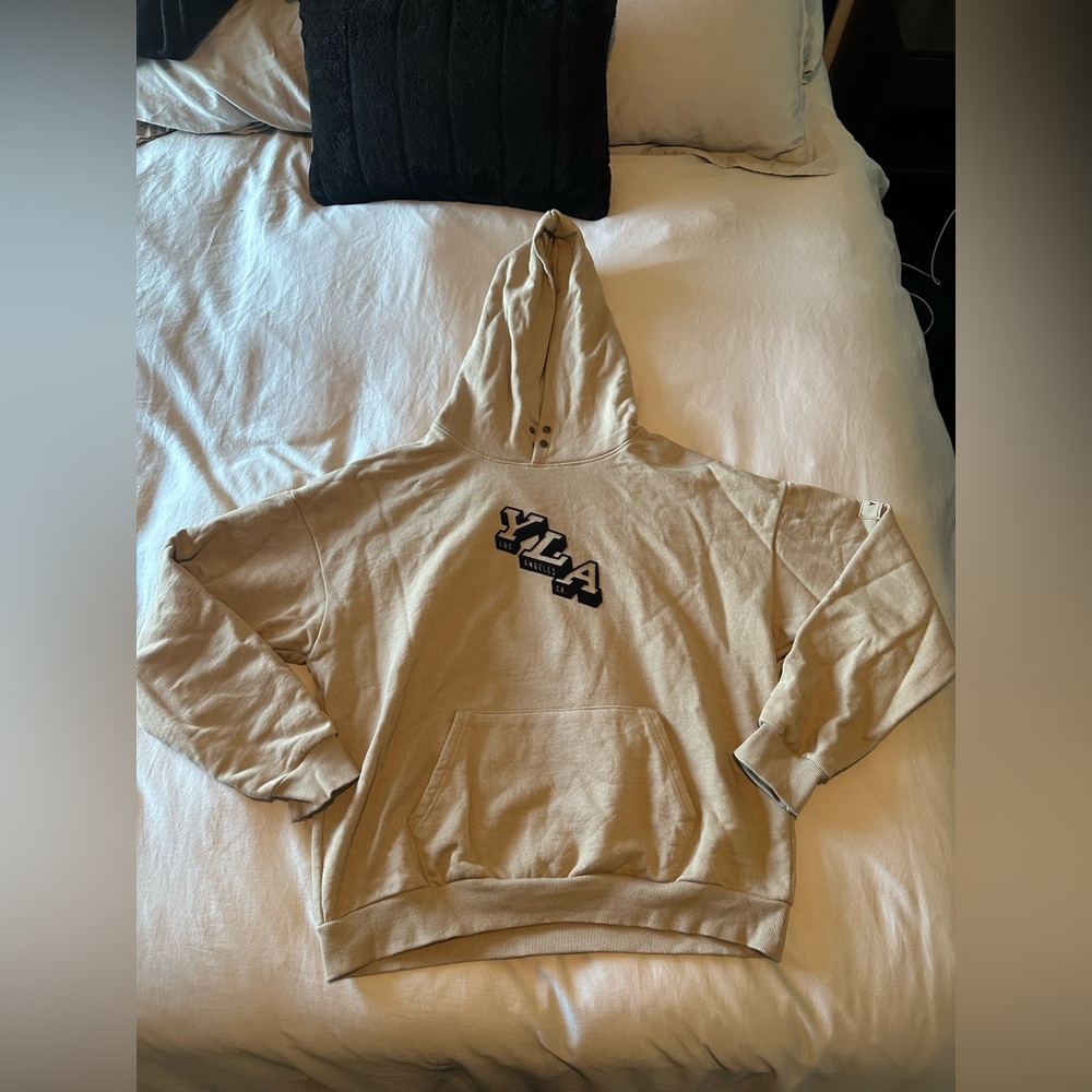 Mens YoungLA 551 Campus Hoodie Sweatshirt - Tan Latte Size Large